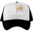 Softball Dad Like A Baseball Dad Retro US Flag Father's Day Trucker Cap
