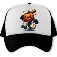 Spooky Halloween Scary Pumpkin Baseball Player Witchy Vibes Trucker Cap Spooky Halloween Scary Pumpkin Baseball Player Witchy Vibes Trucker Cap