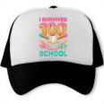 I Survived 100 Days Of School Baseball Ice Cream Drip Trucker Cap I Survived 100 Days Of School Baseball Ice Cream Drip Trucker Cap