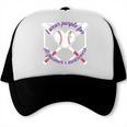 I Wear Purple For Alzheimers Awareness Baseball Heart Ribbon Trucker Cap I Wear Purple For Alzheimers Awareness Baseball Heart Ribbon Trucker Cap