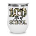 100 Days Of School Camo Baseball Camouflage For Kids Wine Tumbler