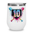 Baseball 10 Year Old Boy Ice Cream Drip 10th Birthday Player Wine Tumbler