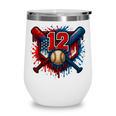 Baseball 12 Year Old Splash Drip 12th Birthday Boy Number 12 Wine Tumbler Baseball 12 Year Old Splash Drip 12th Birthday Boy Number 12 Wine Tumbler