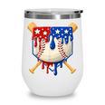 Baseball Drip American Flag Home Plate 4th Of July Patriotic Wine Tumbler Baseball Drip American Flag Home Plate 4th Of July Patriotic Wine Tumbler