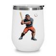 Bigfoot Playing Baseball Boys Kids Men Baseball Player Wine Tumbler