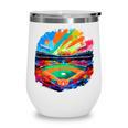 Colorful Baseball Field Home Run Baseball Player Fans Wine Tumbler Colorful Baseball Field Home Run Baseball Player Fans Wine Tumbler