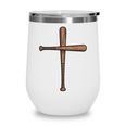 Cross Baseball Bats Christian Faith Sports Coach Pitcher Wine Tumbler