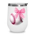 Cute Coquette Baseball Pink Bow Player & Fan Girls Wine Tumbler