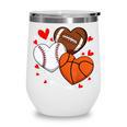 Cute Heart Baseball Basketball Football Valentine Boy Men Wine Tumbler