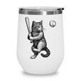 Cute Kitten Playing Baseball Hitter Bat Cool Baseball Cat Wine Tumbler Cute Kitten Playing Baseball Hitter Bat Cool Baseball Cat Wine Tumbler