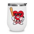 Heart Playing Baseball Valentines Day Wine Tumbler