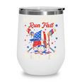 Hit Hard Run Fast Turn Left Baseball Cream Drip Crossed Bats Wine Tumbler