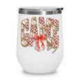 Leopard Checkered Game Day Baseball Coquette Bow Women Girls Wine Tumbler Leopard Checkered Game Day Baseball Coquette Bow Women Girls Wine Tumbler