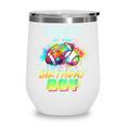 Nanny Of The Birthday Boy Baseball Football Colorful Wine Tumbler