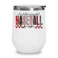 Retro Checkered Tired But Caffeinated Baseball Mom Leopard Wine Tumbler