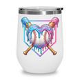 Valentines Baseball Heart Dripping Ice Cream Gen Z Alpha Wine Tumbler Valentines Baseball Heart Dripping Ice Cream Gen Z Alpha Wine Tumbler