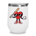 Valentines Day Heart Baseball Player Sports Boys Kids Men Wine Tumbler