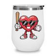 Valentines Day Heart Playing Baseball Boys Men Kids Girls Wine Tumbler