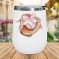 Baseball Drip Ice Cream Coquette Pink Bow Baseball Player Wine Tumbler