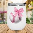 Cute Coquette Baseball Pink Bow Player & Fan Girls Wine Tumbler
