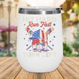 Hit Hard Run Fast Turn Left Baseball Cream Drip Crossed Bats Wine Tumbler