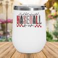 Retro Checkered Tired But Caffeinated Baseball Mom Leopard Wine Tumbler