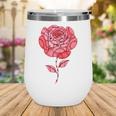 Sporty Rose Graphic With Baseball And Rugby Ball Petals Wine Tumbler