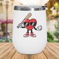 Valentines Day Heart Baseball Player Sports Boys Kids Men Wine Tumbler