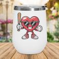Valentines Day Heart Playing Baseball Boys Men Kids Girls Wine Tumbler