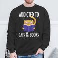 Addicted To Cats And Books Orange Tabby Cat Men Women Kids Sweatshirt Gifts for Old Men
