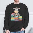 Adorable Donkey With Heart Sitting On Colorful Book Stack Sweatshirt Gifts for Old Men Adorable Donkey With Heart Sitting On Colorful Book Stack Sweatshirt Gifts for Old Men