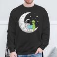 Astronaut And Alien Reading On Moon Space Book Lover Sci Fi Sweatshirt Gifts for Old Men