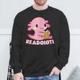 Axolotl Read Book Readolotl Ambystoma Mexicanum Walking Fish Sweatshirt Gifts for Old Men