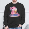 Axolotl With Strawberry Matcha And Books Sweatshirt Gifts for Old Men