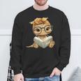 Baby Turtle Open Book Reading Animal Lover Graphic Portrait Sweatshirt Gifts for Old Men