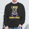 Banned Books Cat Reader Anti-Censorship Sweatshirt Gifts for Old Men