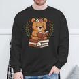 Bear Reading Book Graphic Bear With Book Floral Sweatshirt Gifts for Old Men