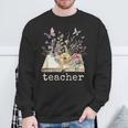 Beautiful Floral Open Book Teacher Men Women Sweatshirt Gifts for Old Men