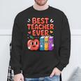 Best Teacher Ever Cute Apple Books School Classroom Vibes Sweatshirt Gifts for Old Men