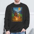 Bigfoot And Alien Reading Books Campfire Halloween Sweatshirt Gifts for Old Men