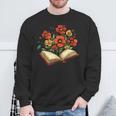Book With Blooming Flowers Reading Nature Garden Sweatshirt Gifts for Old Men