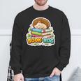 Book Hog Lover Hedgehog Owner Erinaceinae Bookworm Pun Joke Sweatshirt Gifts for Old Men