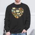 Book Lover Heart Reading Stack Bookworm Sweatshirt Gifts for Old Men