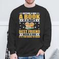 Book Lover Outside a Dog a Book Is a Man's Best Friend Sweatshirt Gifts for Old Men Book Lover Outside a Dog a Book Is a Man's Best Friend Sweatshirt Gifts for Old Men
