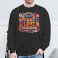 Book Peace Bookworm Hippie Rainbow Peace Sign Sweatshirt Gifts for Old Men