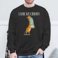 Book Reading Giraffe I Love My Library Sweatshirt Gifts for Old Men