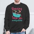 Book Reading Reading Takes You Everywhere Sweatshirt Gifts for Old Men