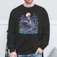 Bookish Skeleton Reading In Wildflowers Book Lover Bookworm Sweatshirt Gifts for Old Men