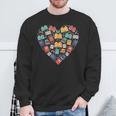 Books Heart Reader Librarian Love Reading Stack Sweatshirt Gifts for Old Men