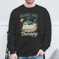 Books Are My Therapy Cozy Book Lover Reading & Coffee Sweatshirt Gifts for Old Men Books Are My Therapy Cozy Book Lover Reading & Coffee Sweatshirt Gifts for Old Men